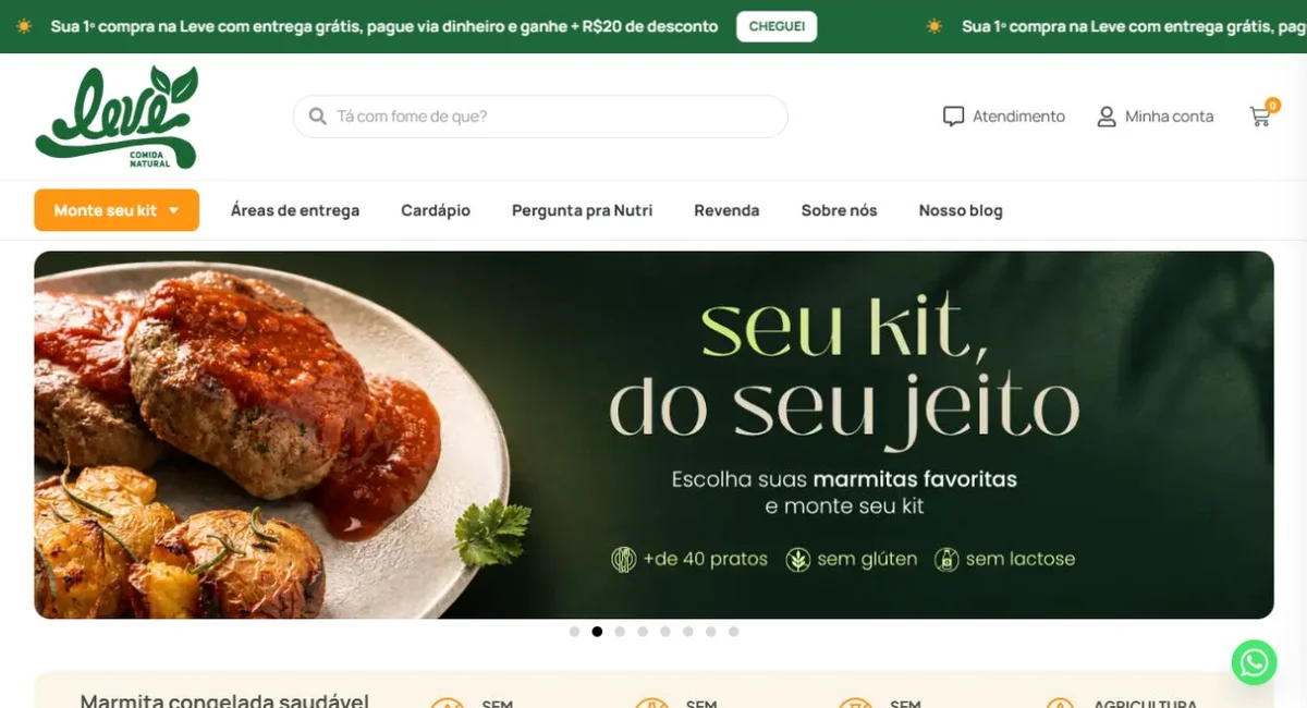 Página do site Leve Delivery