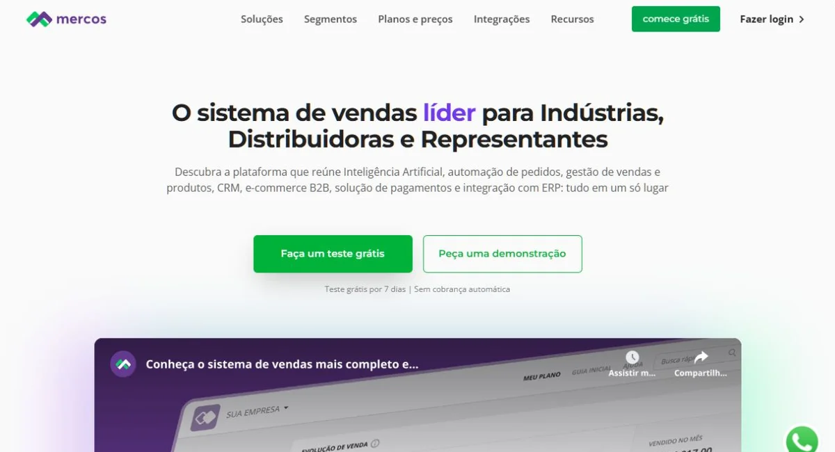 Página do site Mercos