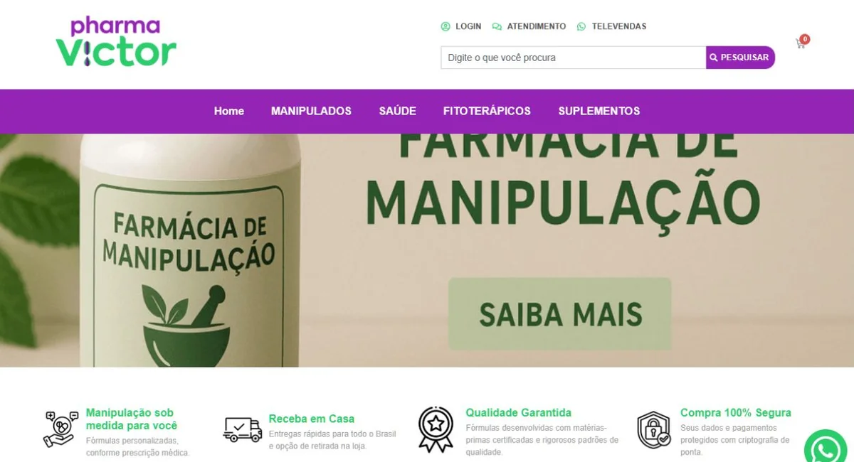 Página do site Pharma Victor